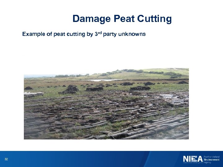Damage Peat Cutting Example of peat cutting by 3 rd party unknowns 32 
