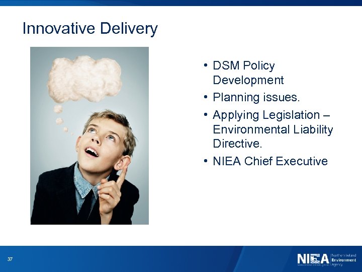 Innovative Delivery • DSM Policy Development • Planning issues. • Applying Legislation – Environmental