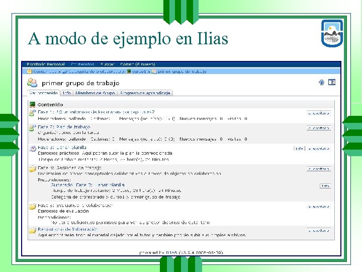 A modo de ejemplo en Ilias 