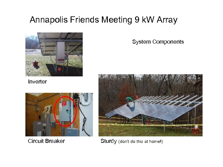 Annapolis Friends Meeting 9 k. W Array System Components Inverter Circuit Breaker Sturdy (don’t