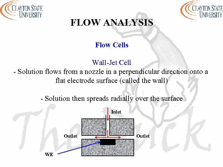 FLOW ANALYSIS Flow Cells Wall-Jet Cell - Solution flows from a nozzle in a