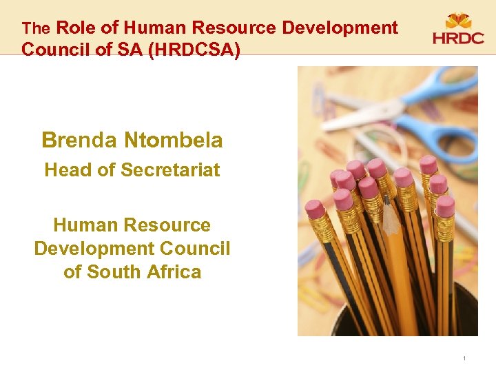 The Role of Human Resource Development Council of SA (HRDCSA) Brenda Ntombela Head of
