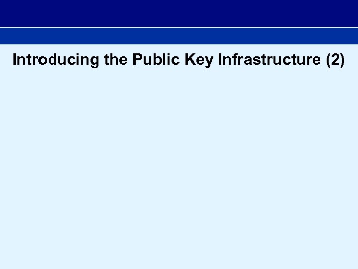 Introducing the Public Key Infrastructure (2) 