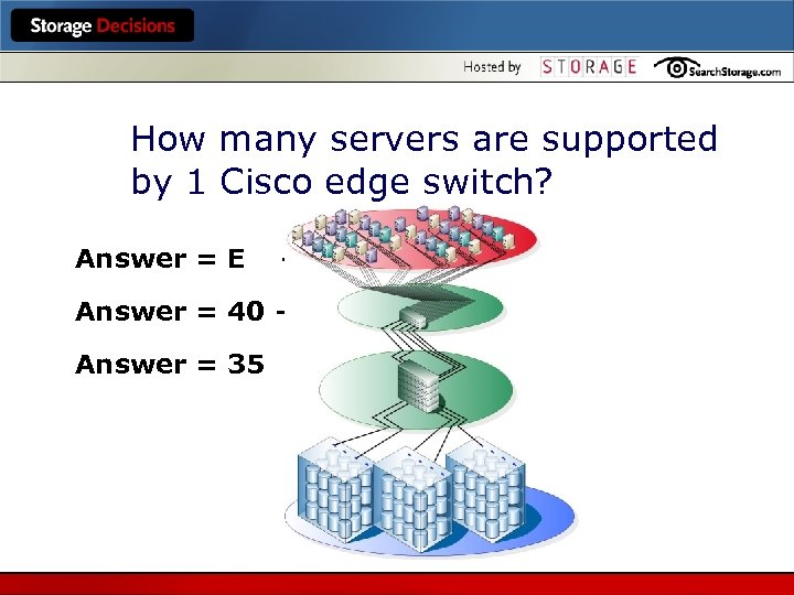 How many servers are supported by 1 Cisco edge switch? Answer = E -(E