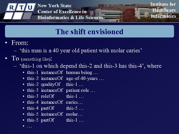 R T U New York State Center of Excellence in Bioinformatics & Life Sciences