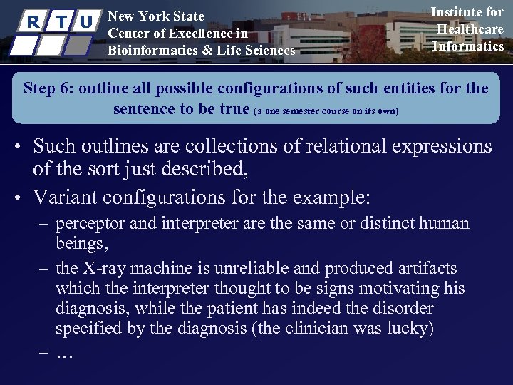 R T U New York State Center of Excellence in Bioinformatics & Life Sciences