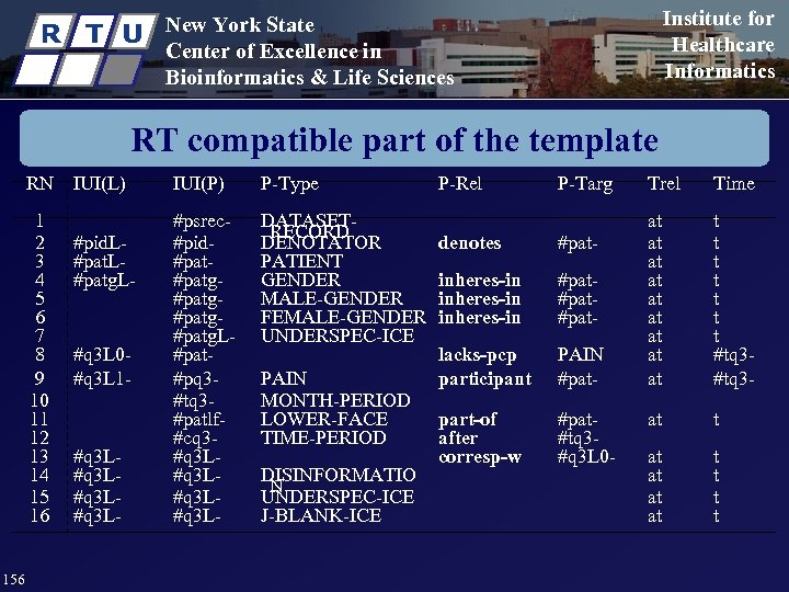 R T U Institute for Healthcare Informatics New York State Center of Excellence in