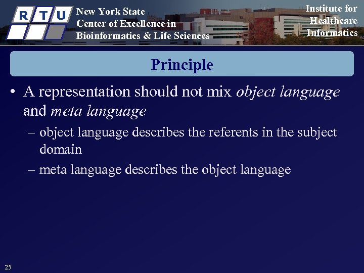 R T U New York State Center of Excellence in Bioinformatics & Life Sciences