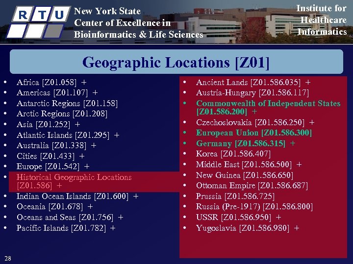 R T U New York State Center of Excellence in Bioinformatics & Life Sciences