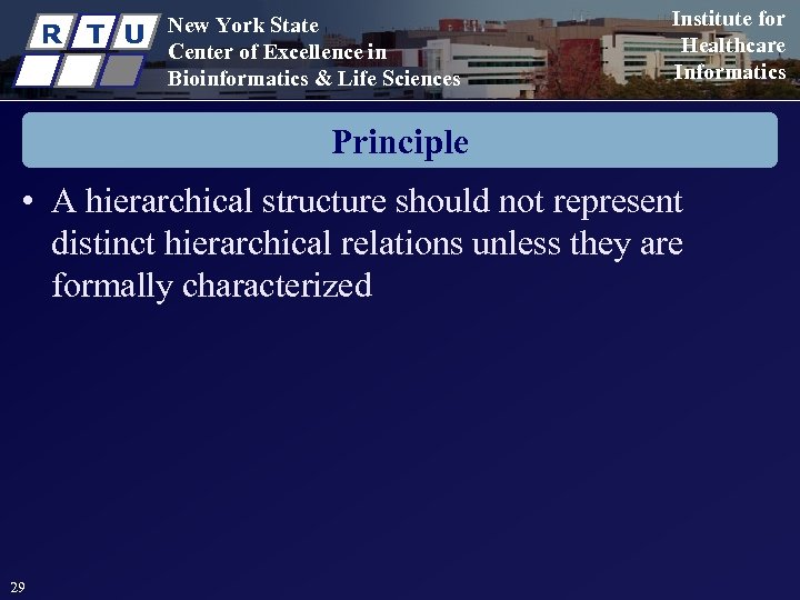 R T U New York State Center of Excellence in Bioinformatics & Life Sciences