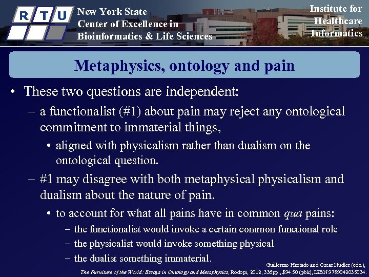 R T U New York State Center of Excellence in Bioinformatics & Life Sciences