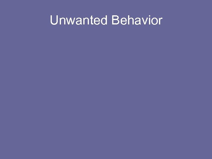 Unwanted Behavior 