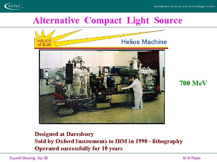 Alternative Compact Light Source 700 Me. V Designed at Daresbury Sold by Oxford Instruments