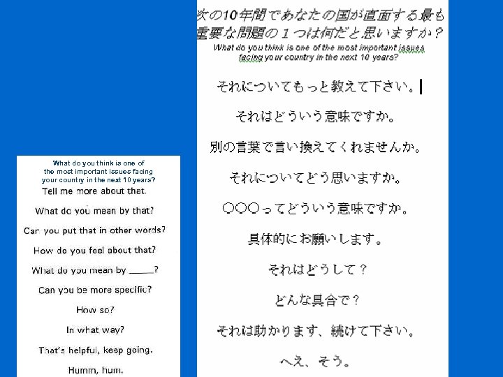 What do you think is one of the most important issues facing your country