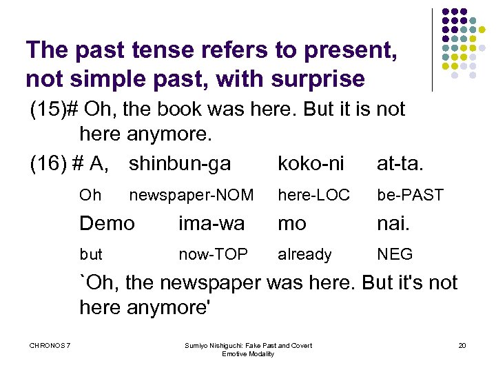 The past tense refers to present, not simple past, with surprise (15)# Oh, the