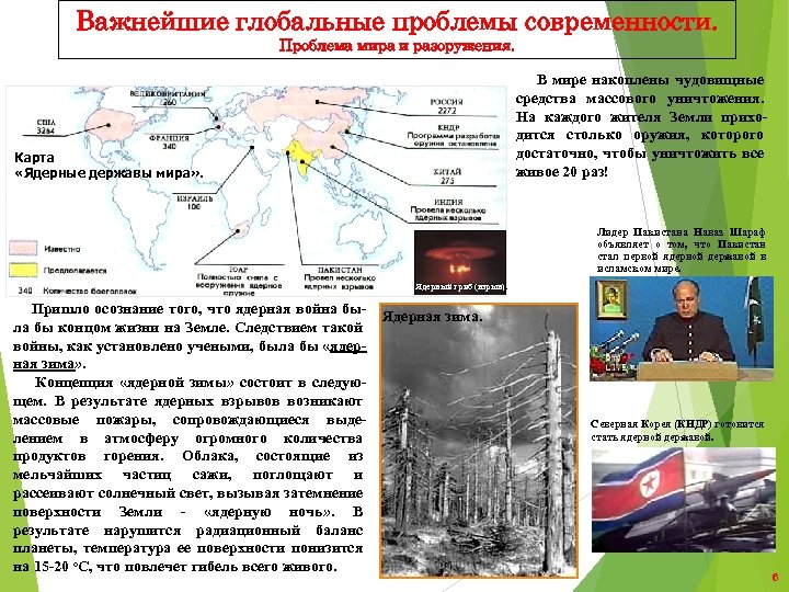 Важнейшие глобальные проблемы современности. Проблема мира и разоружения. В мире накоплены чудовищные средства массового