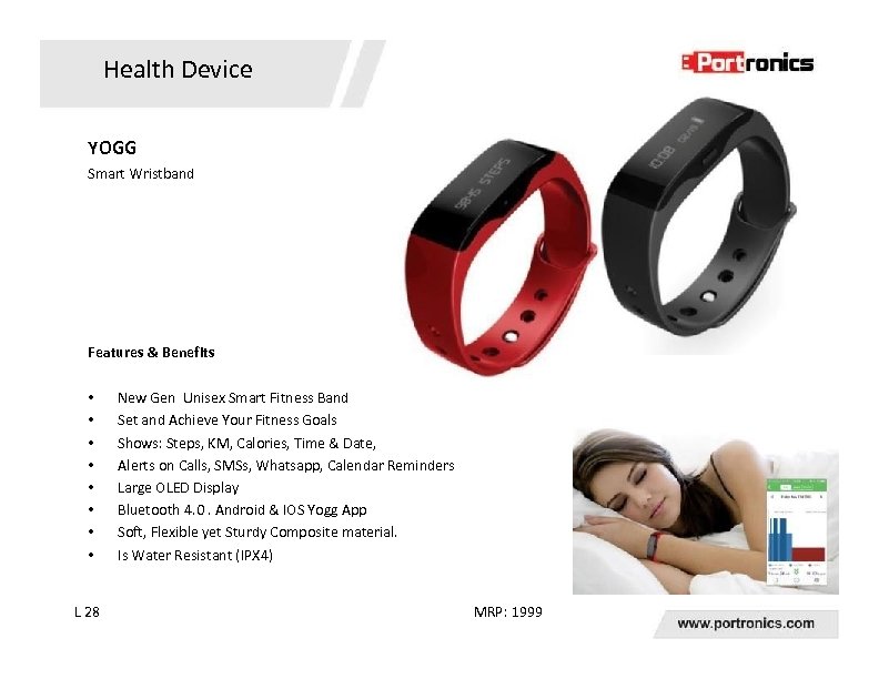 Health Device YOGG Smart Wristband Features & Benefits • • L 28 New Gen