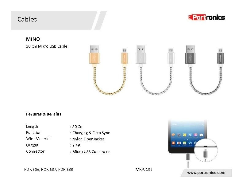 Cables MINO 30 Cm Micro USB Cable Features & Benefits Length Function Wire Material