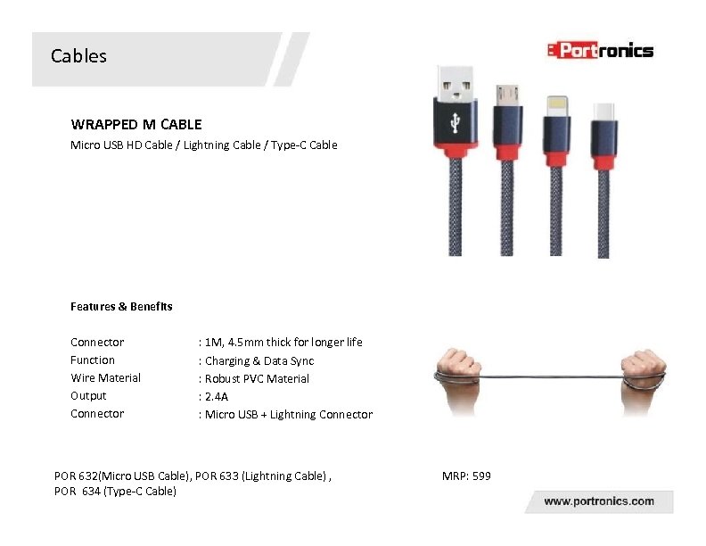 Cables WRAPPED M CABLE Micro USB HD Cable / Lightning Cable / Type-C Cable