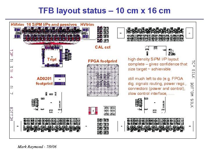 TFB layout status – 10 cm x 16 cm HVtrim 16 Si. PM I/Ps