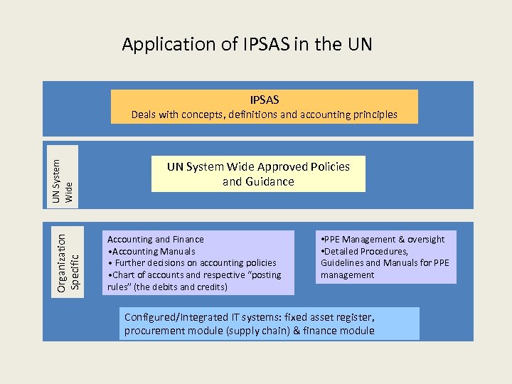 Application of IPSAS in the UN IPSAS Organization Specific UN System Wide Deals with