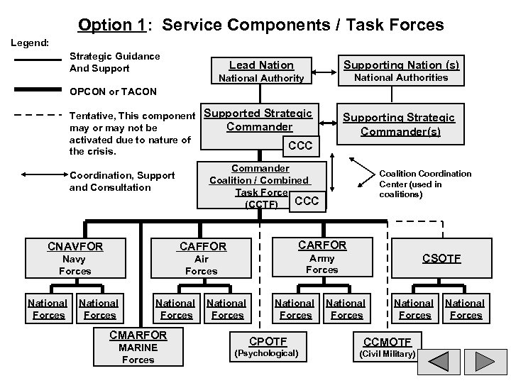 Option 1: Service Components / Task Forces Legend: Strategic Guidance And Support Lead Nation