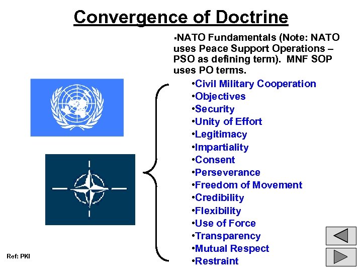 Convergence of Doctrine §NATO Ref: PKI Fundamentals (Note: NATO uses Peace Support Operations –