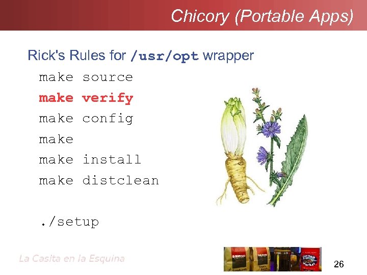 Chicory (Portable Apps) Rick's Rules for /usr/opt wrapper make source make verify make config
