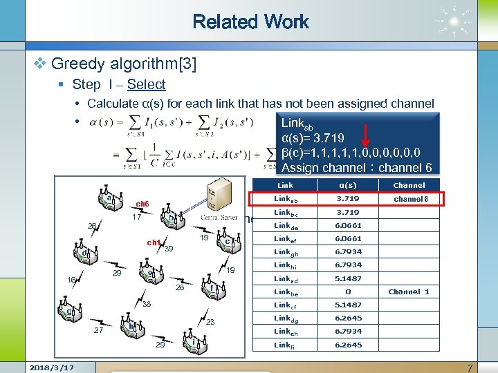 Related Work v Greedy algorithm[3] § Step I – Select • Calculate α(s) for