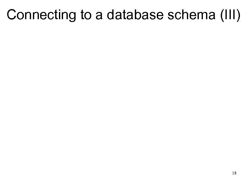 Connecting to a database schema (III) 18 