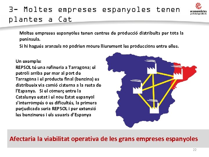 3 - Moltes empreses espanyoles tenen plantes a Cat Moltes empreses espanyoles tenen centres