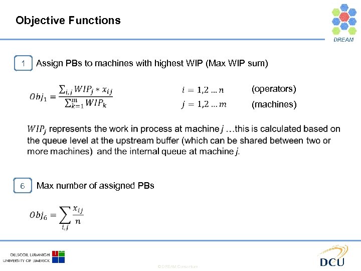 Objective Functions Assign PBs to machines with highest WIP (Max WIP sum) 1 (operators)