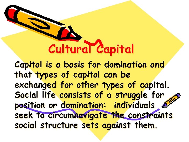 Cultural Capital is a basis for domination and that types of capital can be