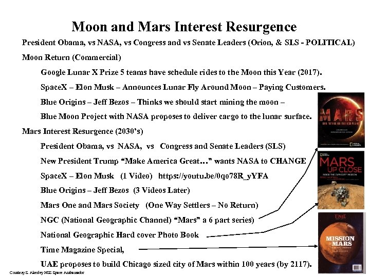 Moon and Mars Interest Resurgence President Obama, vs NASA, vs Congress and vs Senate
