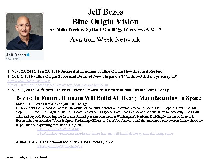 Jeff Bezos Blue Origin Vision Aviation Week & Space Technology Interview 3/3/2017 Aviation Week