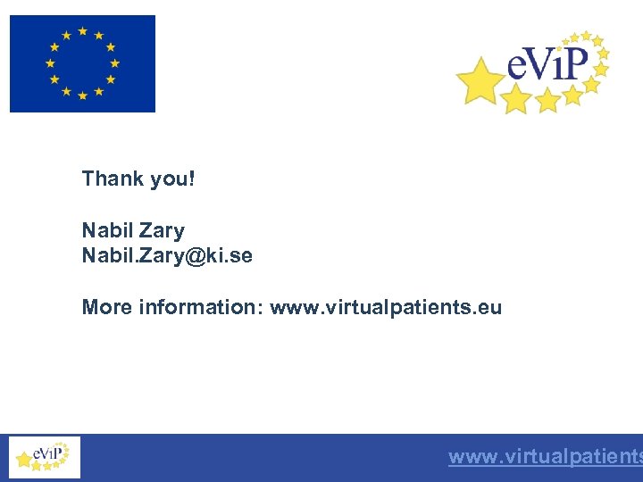 Thank you! Nabil Zary Nabil. Zary@ki. se More information: www. virtualpatients. eu September 2006