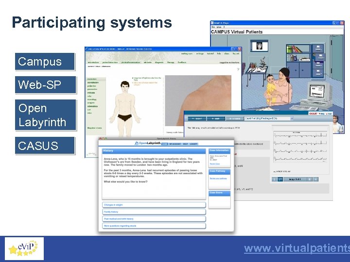 Participating systems Campus Web-SP Open Labyrinth CASUS September 2006 www. virtualpatients 