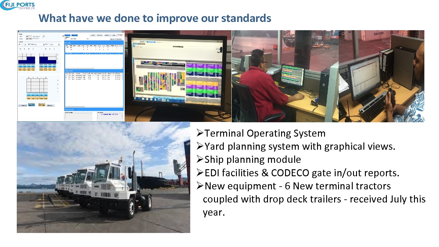 What have we done to improve our standards ØTerminal Operating System ØYard planning system