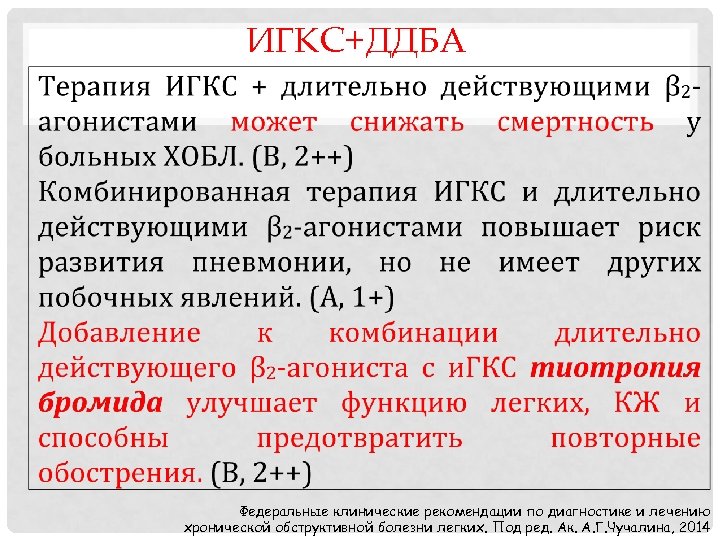 ИГКС+ДДБА Федеральные клинические рекомендации по диагностике и лечению хронической обструктивной болезни легких. Под ред.