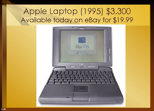 Apple Laptop (1995) $3, 300 Available today on e. Bay for $19. 99 3