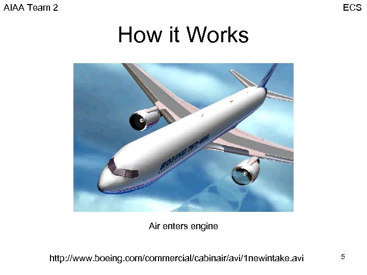 AIAA Team 2 ECS How it Works Air enters engine http: //www. boeing. com/commercial/cabinair/avi/1