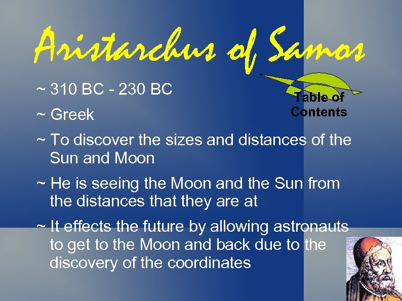 Aristarchus of Samos ~ 310 BC - 230 BC ~ Greek Table of Contents