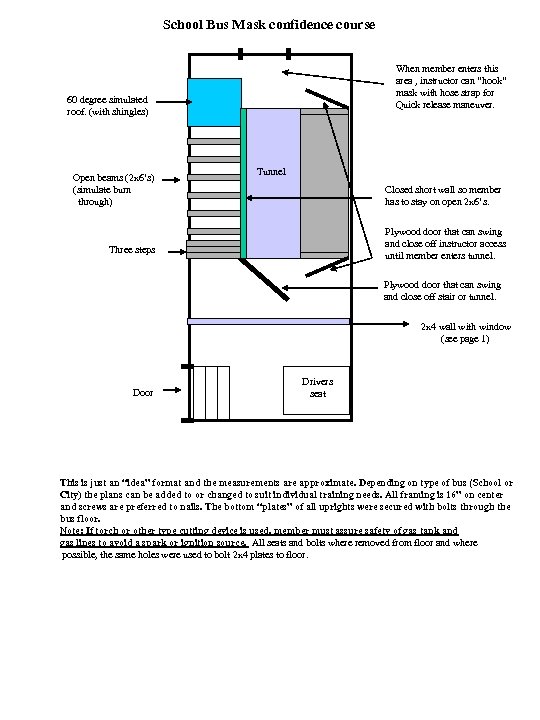 School Bus Mask confidence course When member enters this area , instructor can “hook”