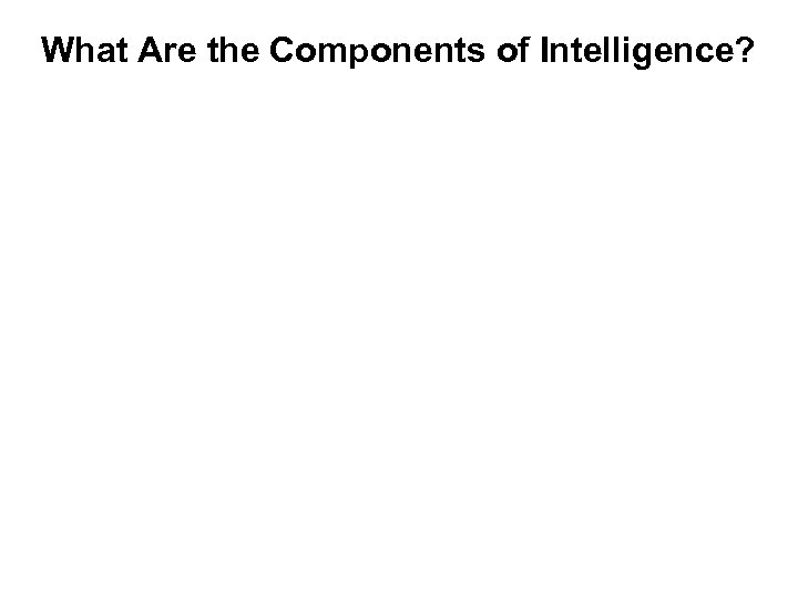 What Are the Components of Intelligence? 