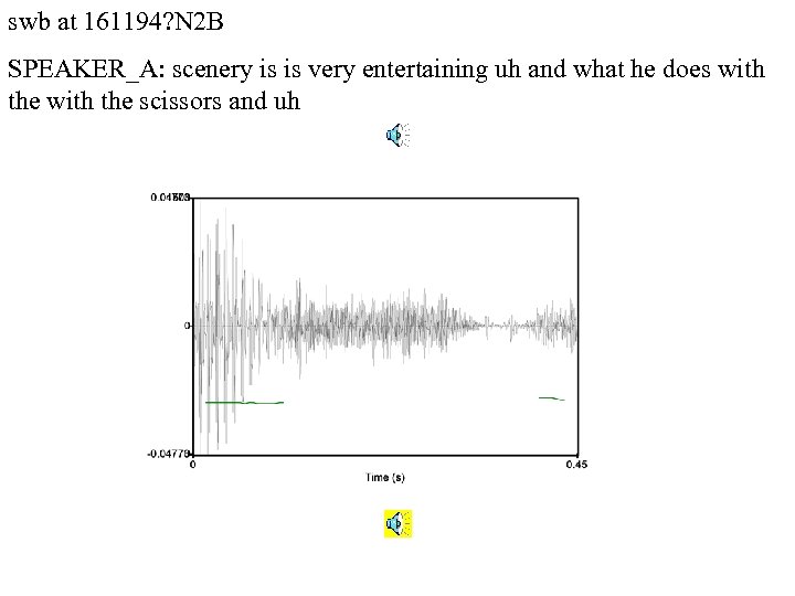 swb at 161194? N 2 B SPEAKER_A: scenery is is very entertaining uh and