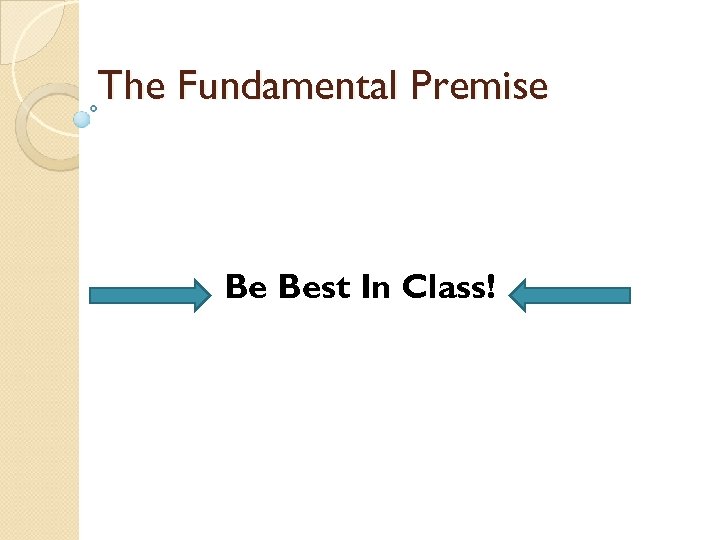The Fundamental Premise Be Best In Class! 