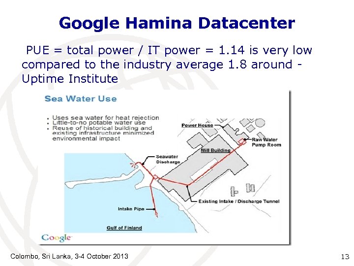 Google Hamina Datacenter PUE = total power / IT power = 1. 14 is