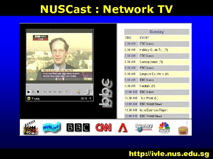 NUSCast : Network TV http: //ivle. nus. edu. sg 