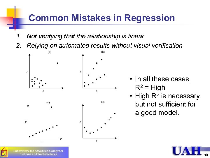 Common Mistakes in Regression 1. Not verifying that the relationship is linear 2. Relying