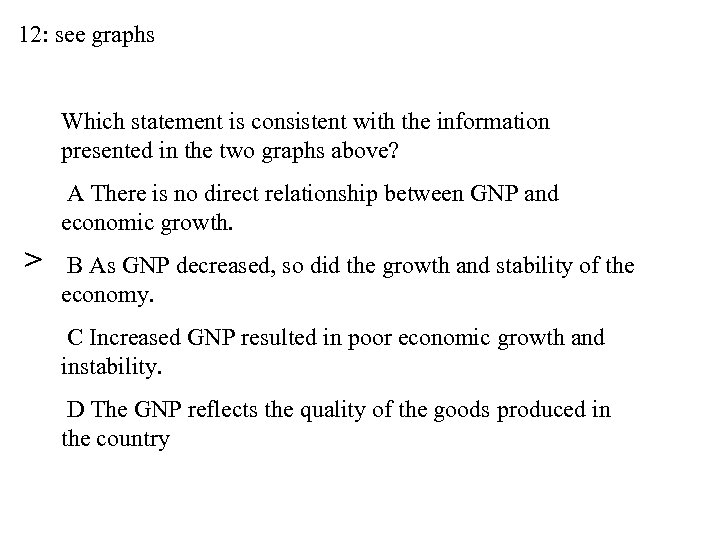 12: see graphs Which statement is consistent with the information presented in the two